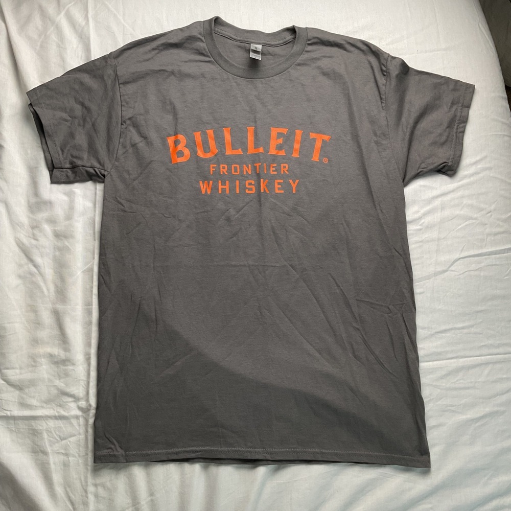 Bulleit Frontier Whiskey T Shirt Gray Adult Large Graphic Tee‎ Mens